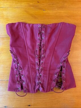 Princess Polly Burgundy Lace-Up Corset Top